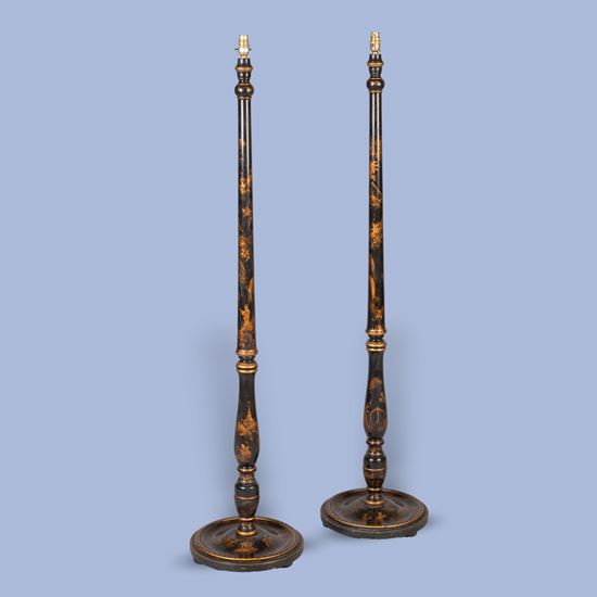 A Pair of Floor Lamps in the Chinoiserie Manner